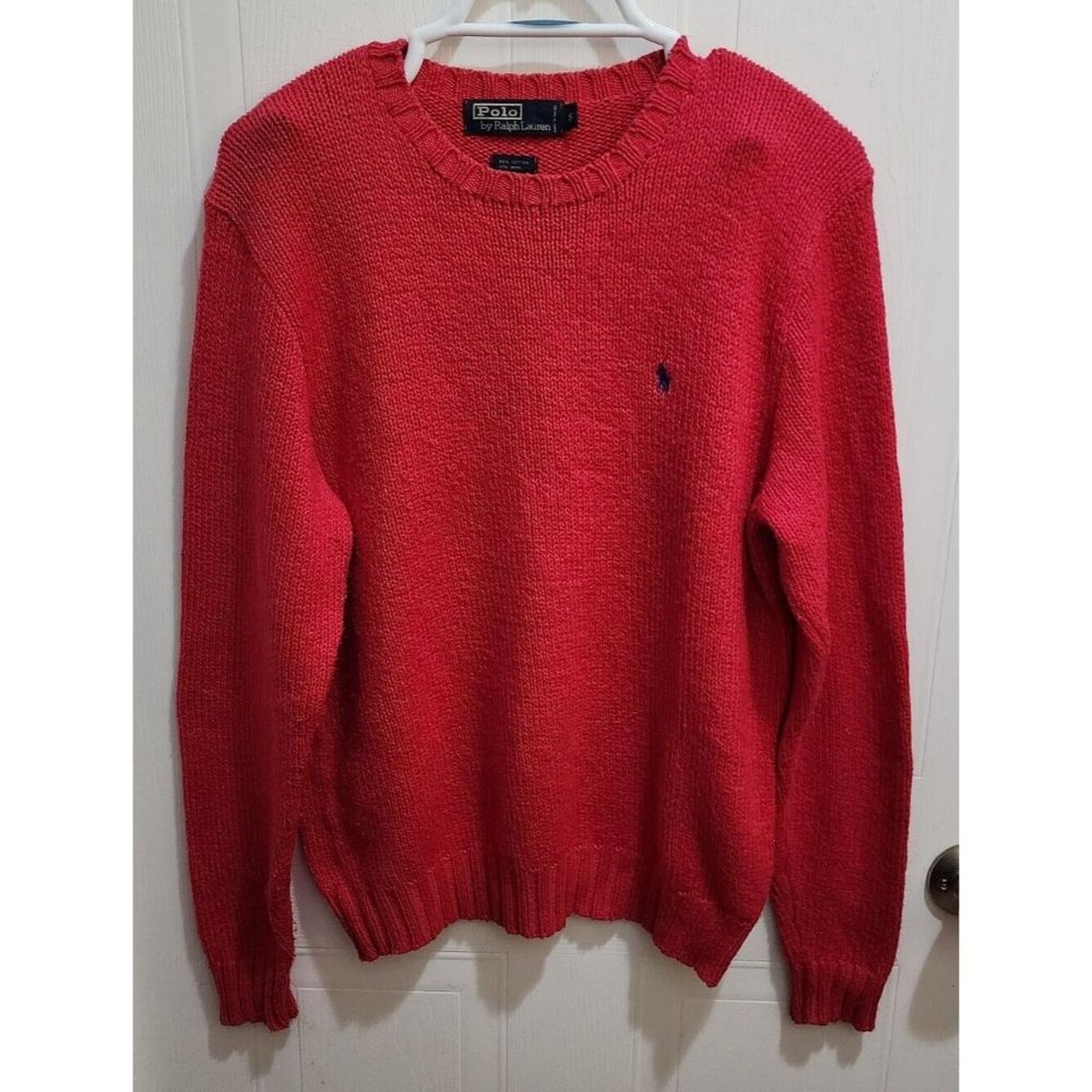 Polo Ralph Lauren Mens Long Sleeve Crewneck‎ Knit Sweater Wool Blend Pink Sz S